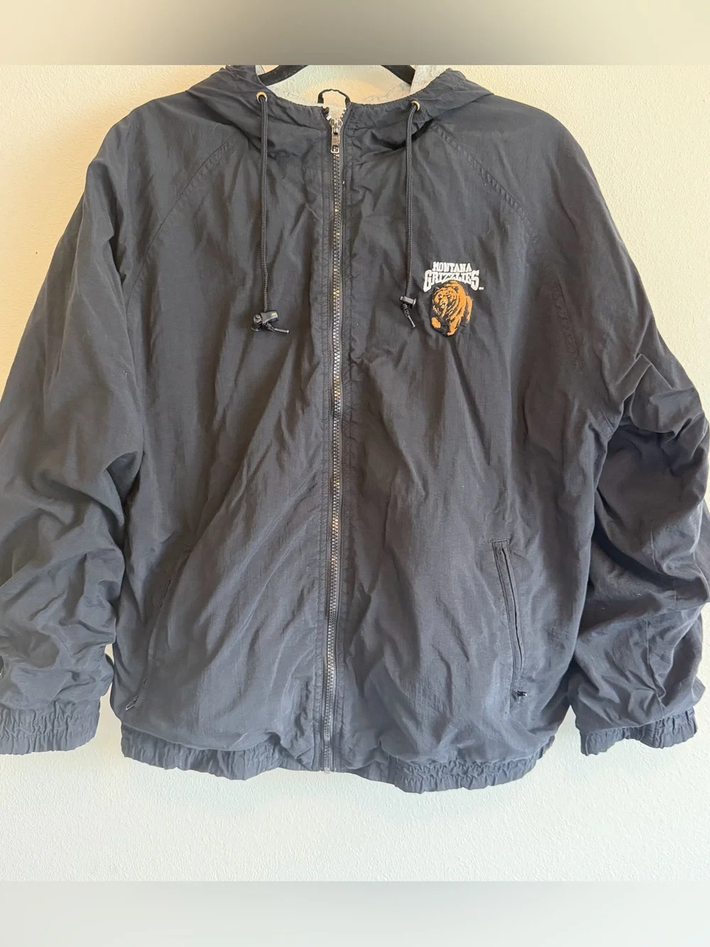 Vintage Montana Grizzlies Jacket Size Large Black Full Zip Lined